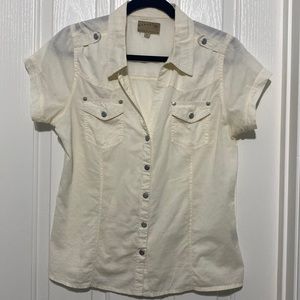 Ashley by 26 international white short sleeves button down shirt size XL
